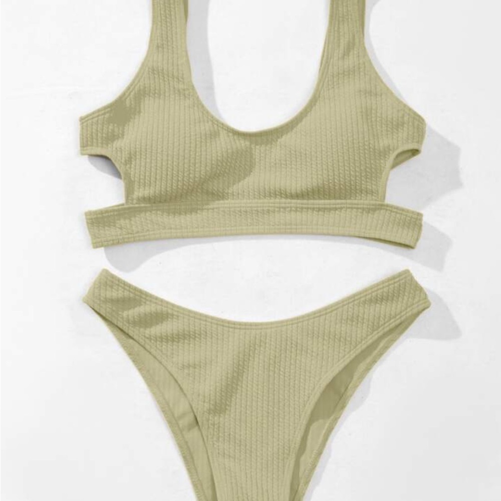 NWT Avocado Green Textured Bikini Set